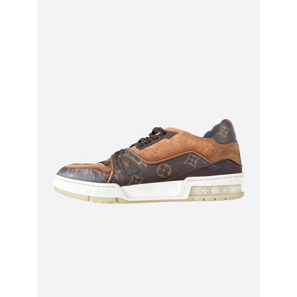 Louis Vuitton Brown Suede Monogram Trainers - Picture 3 of 7